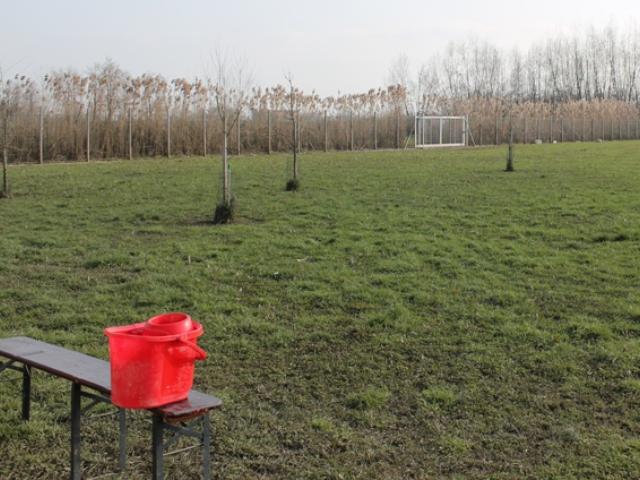 Secchio solitario nell'area sgambamento